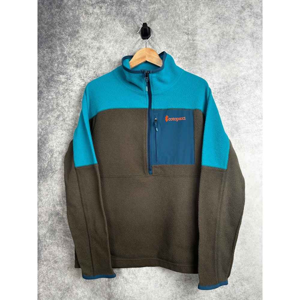 Cotopaxi Mens Abrazo Half Zip Fleece Pullover Jacket Green Blue Colorblock Small